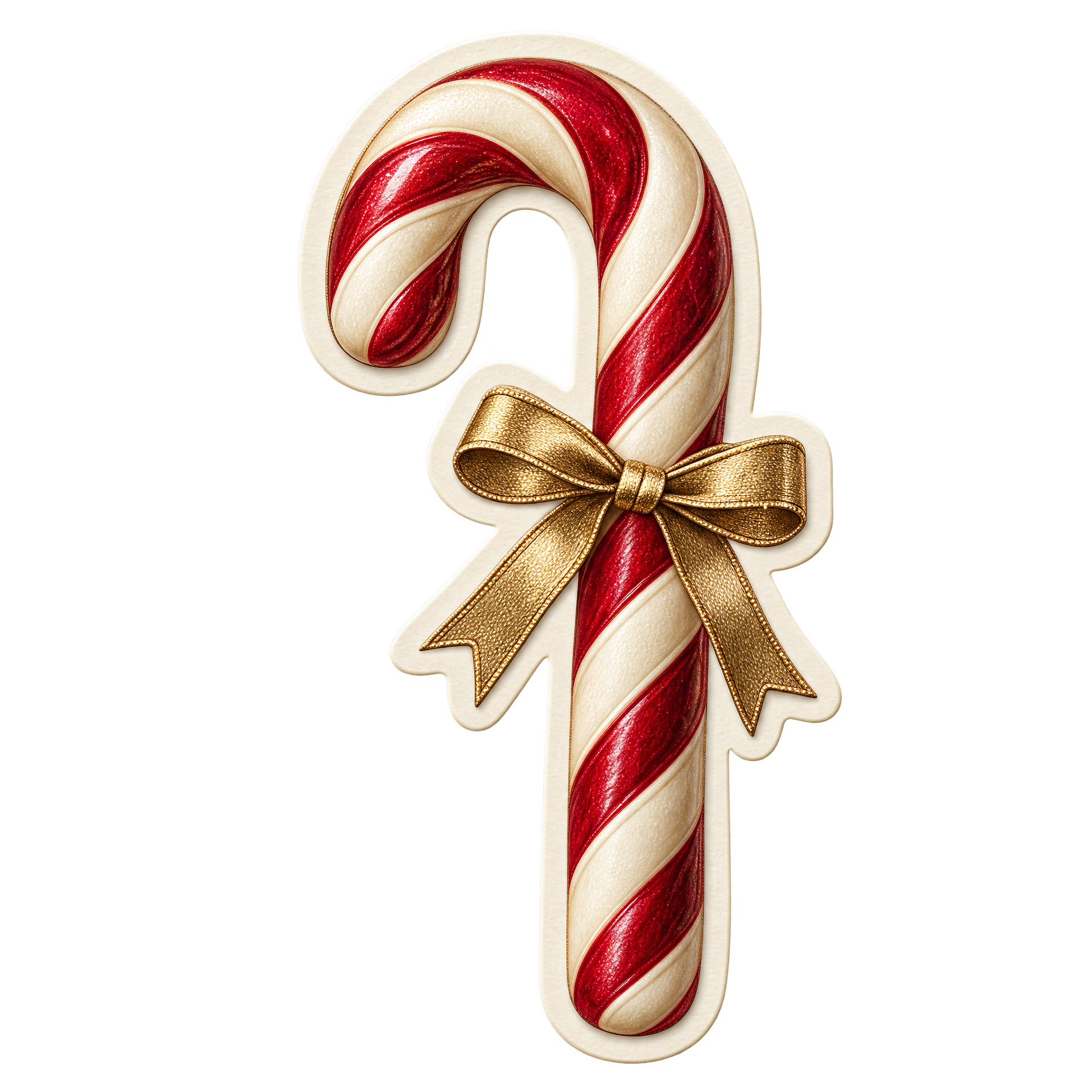 Berry-red candy cane peel-and-stick clue sticker