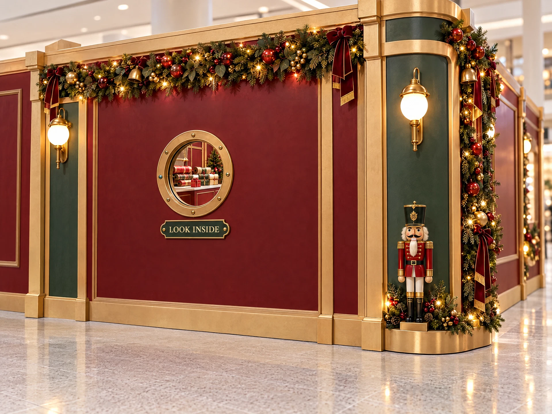 Gift Wrap Parlour exterior wall with Look Inside peep-hole