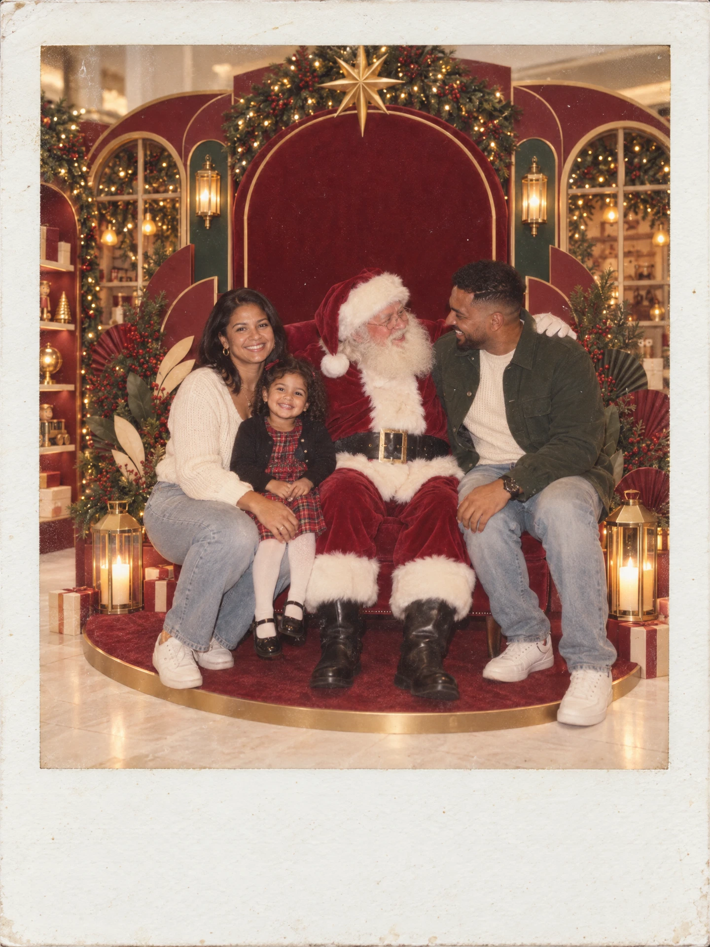 Vintage Polaroid-style Coloured South African family photo with Santa at the Menlyn photo set