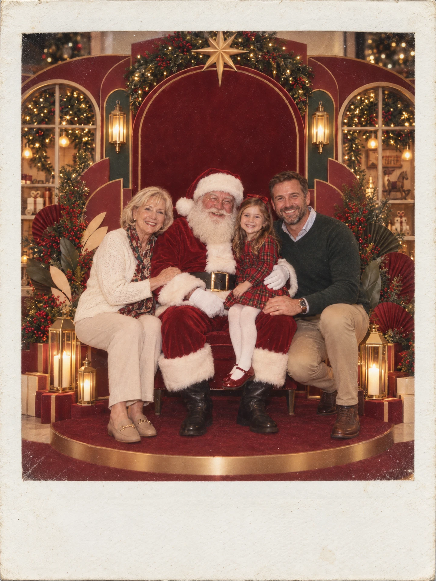 Vintage Polaroid-style White South African multigenerational family photo with Santa at the Menlyn photo set